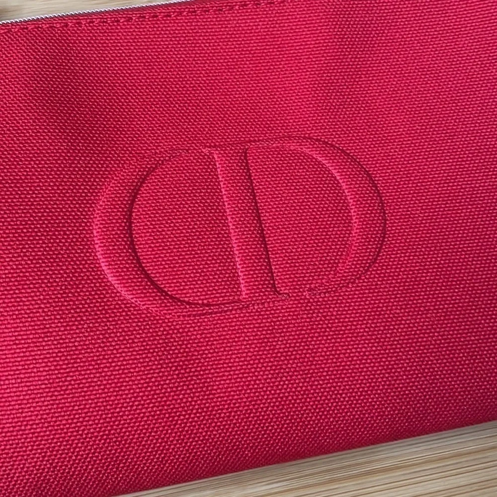 Brand New Dior Red Zippered Beauty Pouch 100% Recycled Materials in Box